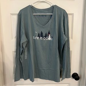 Life is Good Winter Snowman Long Sleeve T-Shirt